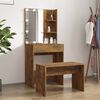 vidaXL Dressing Table Set with LED Smoked Oak Engineered Wood