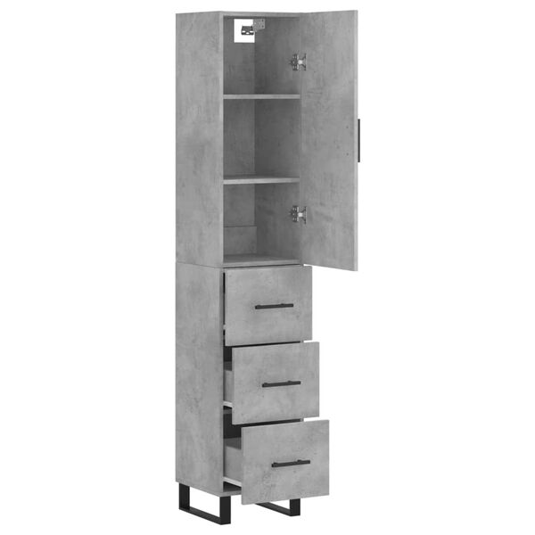 vidaXL Highboard Concrete Grey 34.5x34x180 cm Engineered Wood