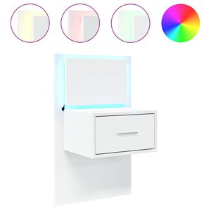 vidaXL Wall-mounted Bedside Cabinet with LED Lights White