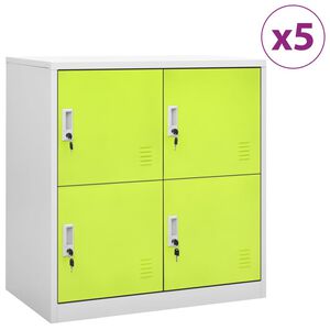 vidaXL Locker Cabinets 5 pcs Light Grey and Green 90x45x92.5 cm Steel