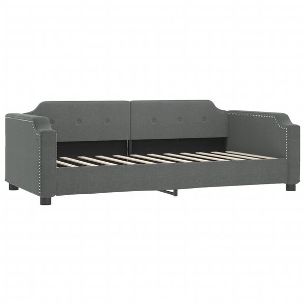 vidaXL Daybed with Trundle and Mattresses Dark Grey 90x190 cm Fabric