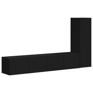 vidaXL TV Cabinet Set 3 pcs Black Engineered Wood