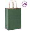 vidaXL Paper Bags 50 pcs with Handles Green 15x8x21 cm