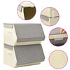 vidaXL Stackable Storage Boxes with Lid Set of 2 pcs Fabric Grey&Cream