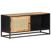 vidaXL TV Cabinet 90x30x40 cm Rough Mango Wood and Natural Cane
