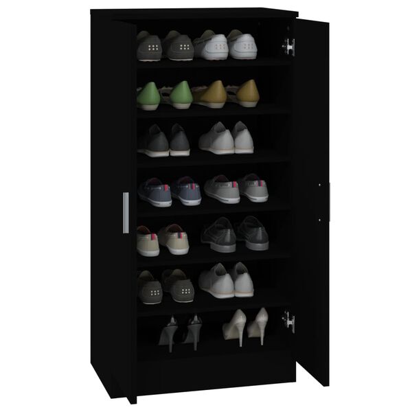 vidaXL Shoe Cabinet Black 55x35x108 cm Engineered wood