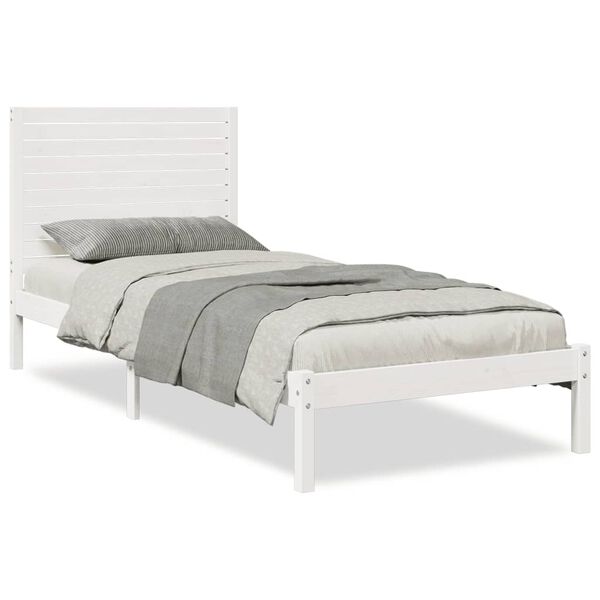 vidaXL Extra Long Bed Frame without Mattress White 90x210 cm Solid Wood
