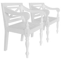 vidaXL Batavia Chairs 2 pcs White Solid Mahogany Wood