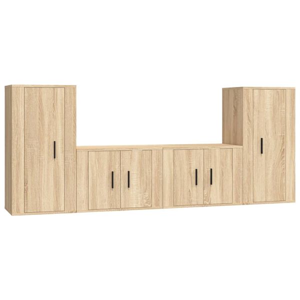vidaXL 4 Piece TV Cabinet Set Sonoma Oak Engineered Wood