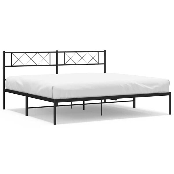 vidaXL Metal Bed Frame without Mattress with Headboard Black 193x203cm