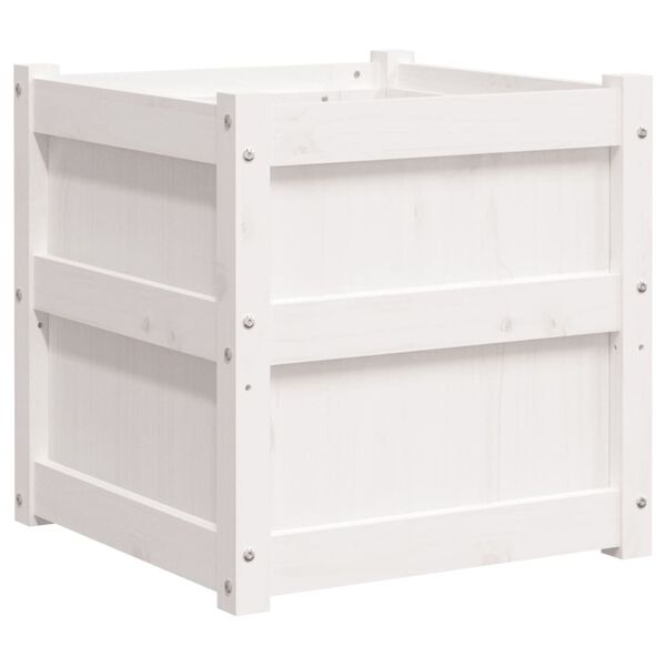 vidaXL Garden Planter White 50x50x50 cm Solid Wood Pine