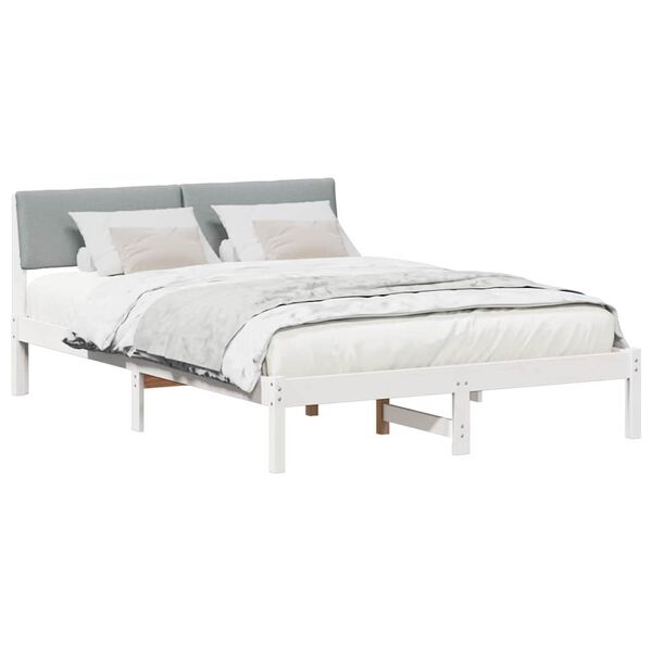 vidaXL Bed frame White and light grey 160 x 200 cm Solid pine wood