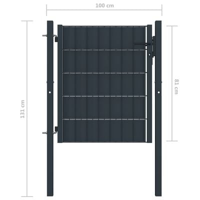 vidaXL Fence Gate PVC and Steel 100x81 cm Anthracite