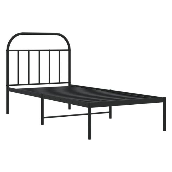 vidaXL Metal Bed Frame without Mattress with Headboard Black 90x190cm