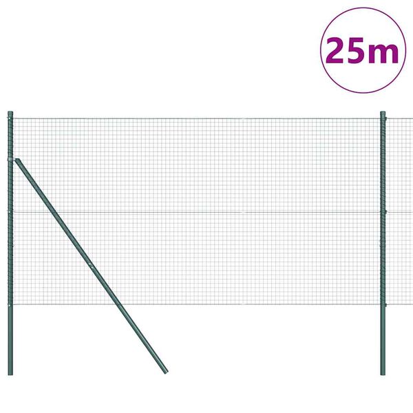 vidaXL Fence Post Green 25 x 1.4 m (25 x 25 mm mesh) Steel and PVC