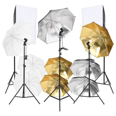 vidaXL 9 Piece Photo Studio Kit with Lighting Set and Softboxes