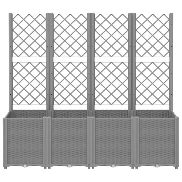 vidaXL Garden Planter with Trellis Light Grey 160x40x140 cm PP
