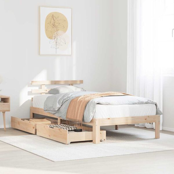 vidaXL Bed Frame with Drawers without Mattress 90x190 cm Single