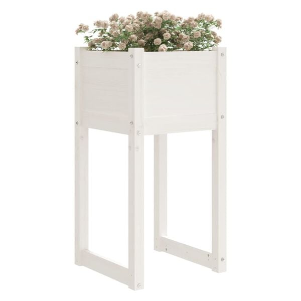 vidaXL Planters 2 pcs White 40x40x81 cm Solid Wood Pine