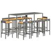 vidaXL 11 Piece Garden Bar Set Grey Poly Rattan& Solid Wood Acacia
