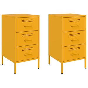 vidaXL Bedside Cabinets 2 pcs Mustard Yellow 36x39x68 cm Steel