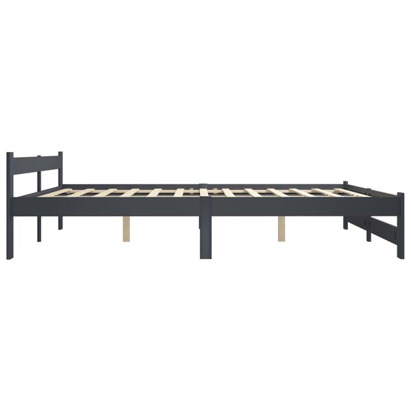 vidaXL Bed Frame without Mattress Dark Grey Solid Pinewood 200x200 cm (322025+321990)