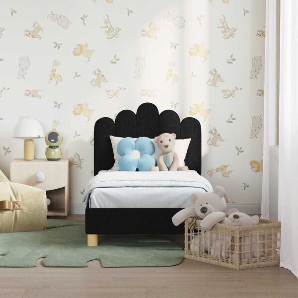 vidaXL Toddler Bed Frame with Headboard Black 70 x 140 cm Fabric