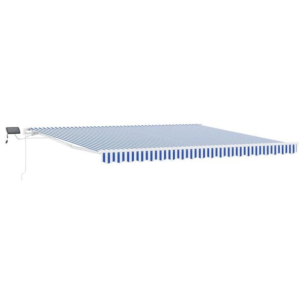 vidaXL Retractable Awning Manual Blue and White 450 x 300 cm