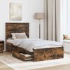 vidaXL Bed Frame with Headboard Smoked Oak 90 x 200 cm Engineered Wood