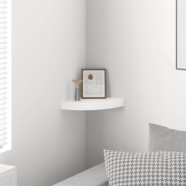 vidaXL Floating Corner Shelf High Gloss White 25x25x3.8 cm MDF