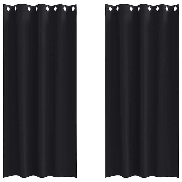 vidaXL Blackout Curtains with Rings 2 pcs Black 225 x 140 cm Polyester