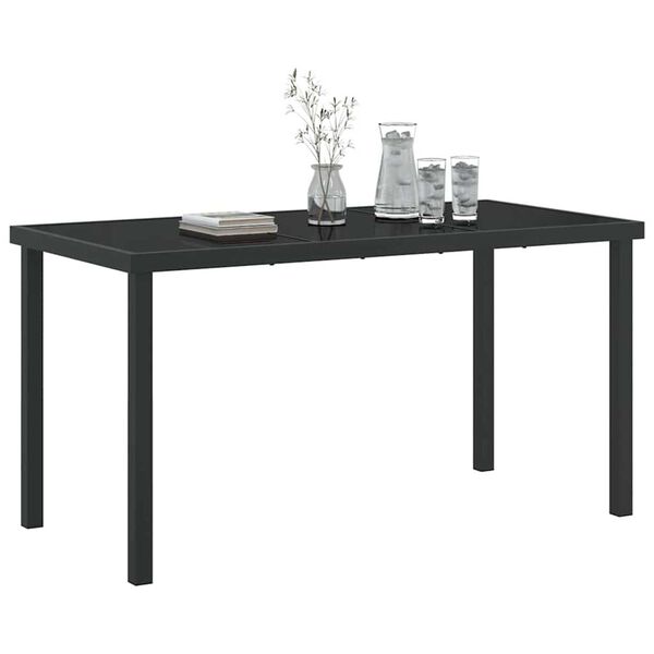 vidaXL Garden Table Black 140 x 80 x 73 cm Solid Teak wood