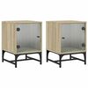 vidaXL Bedside Cabinets with Glass Doors 2 pcs Sonoma Oak 35x37x50 cm