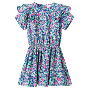 vidaXL Kids' Dress with Ruffle Sleeves Cobalt Blue 92