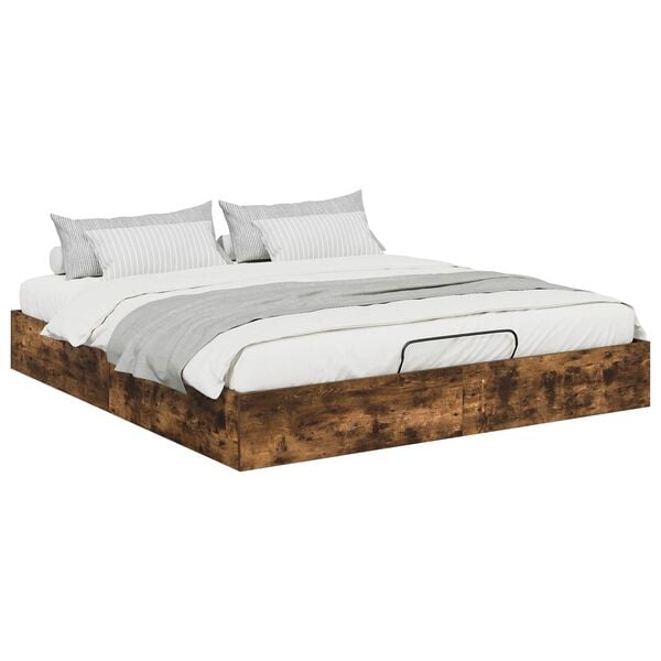 vidaXL Ottoman Bed Frame Smoked Oak 203 x 180 x 25 cm Chipboard