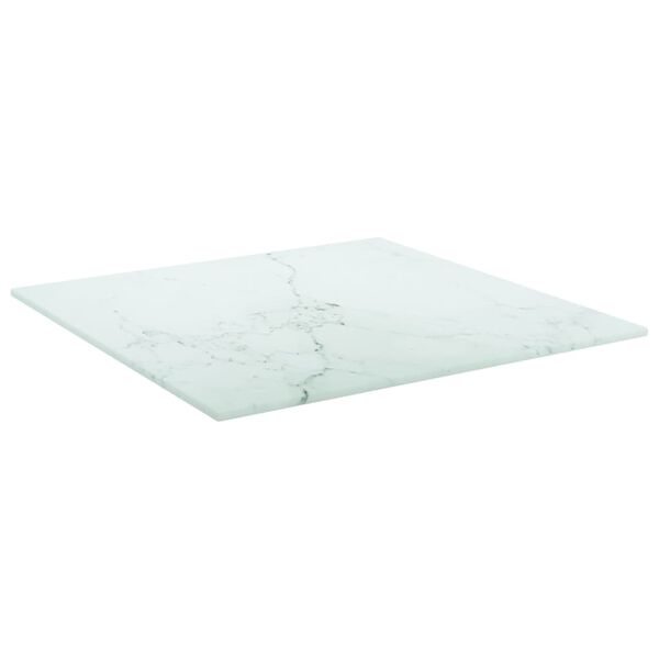 vidaXL Table Top White 40x40 cm 6 mm Tempered Glass with Marble Design