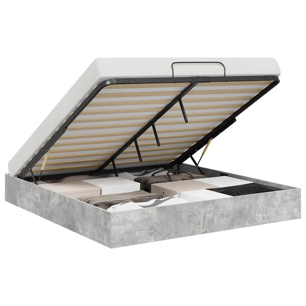 vidaXL Ottoman Bed Frame Concrete Grey 160 x 200 cm Engineered Wood
