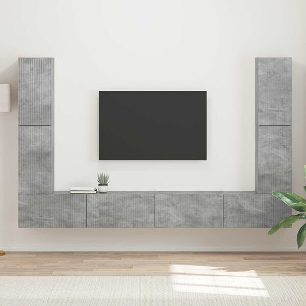vidaXL TV Cabinet Set 8 pcs Concrete Grey Engineered Wood