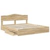 vidaXL Storage Bed with Drawer Sonoma Oak 180 x 200 cm Engineered Wood