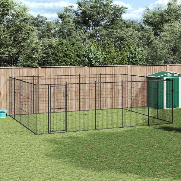 vidaXL Outdoor Dog Kennel Steel 24.2 m²
