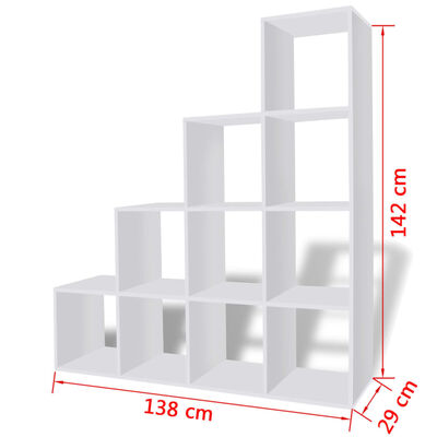 vidaXL Staircase Bookcase/Display Shelf 142 cm White