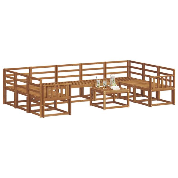 vidaXL Outdoor Sofa Set 10 pcs Natural Solid Acacia Wood