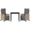 vidaXL Garden Dining Set with Cushion 3 pcs Beige Poly Rattan