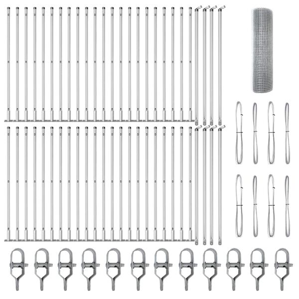 vidaXL Fence Post Silver 100 x 0.6 m (25 x 25 mm mesh) Steel