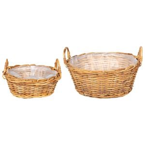 vidaXL Planter Basket with Storage 2 pcs Brown Lacak Rattan