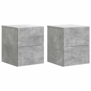 vidaXL Wall-Mounted Bedside Cabinet with Drawer 2 pcs Concrete Grey