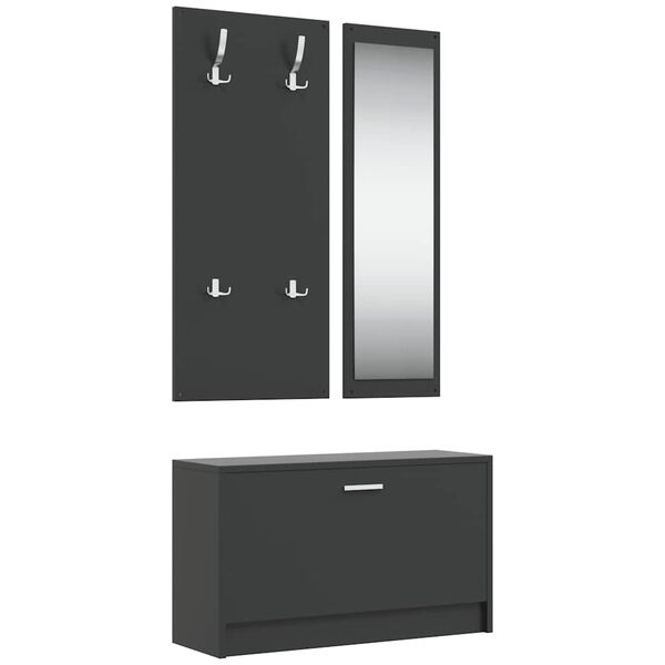 vidaXL 3-in-1 Shoe Cabinet Set Black Engineered Wood