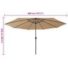 vidaXL Garden Parasol with LED Lights 400 cm Taupe