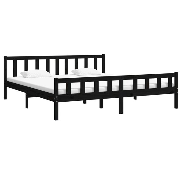 vidaXL Bed Frame without Mattress Black Solid Wood 200x200 cm