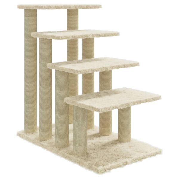 vidaXL Cat Tree with Sisal Scratching Posts Cream 63 cm
